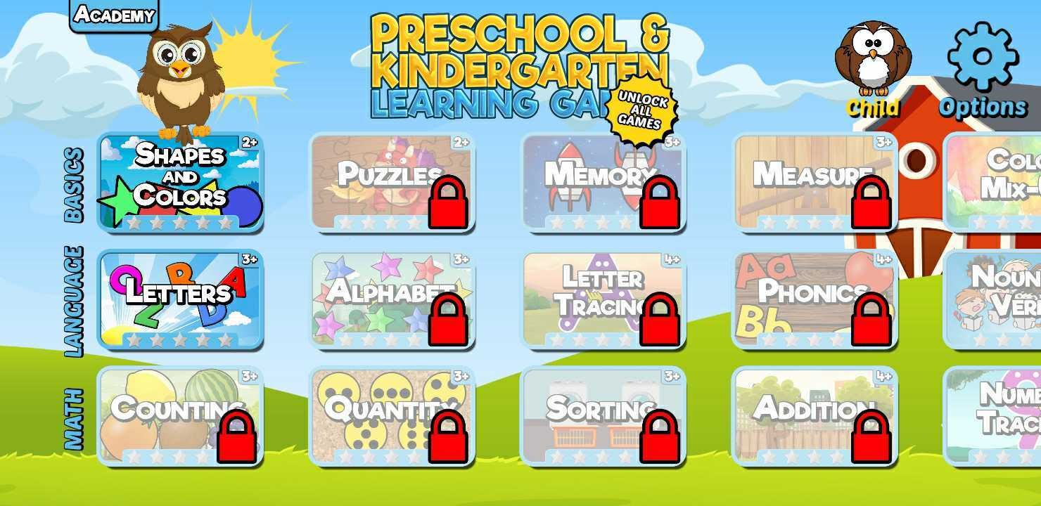 Preschool and Kindergarten Learning Games - educational apps for kids 